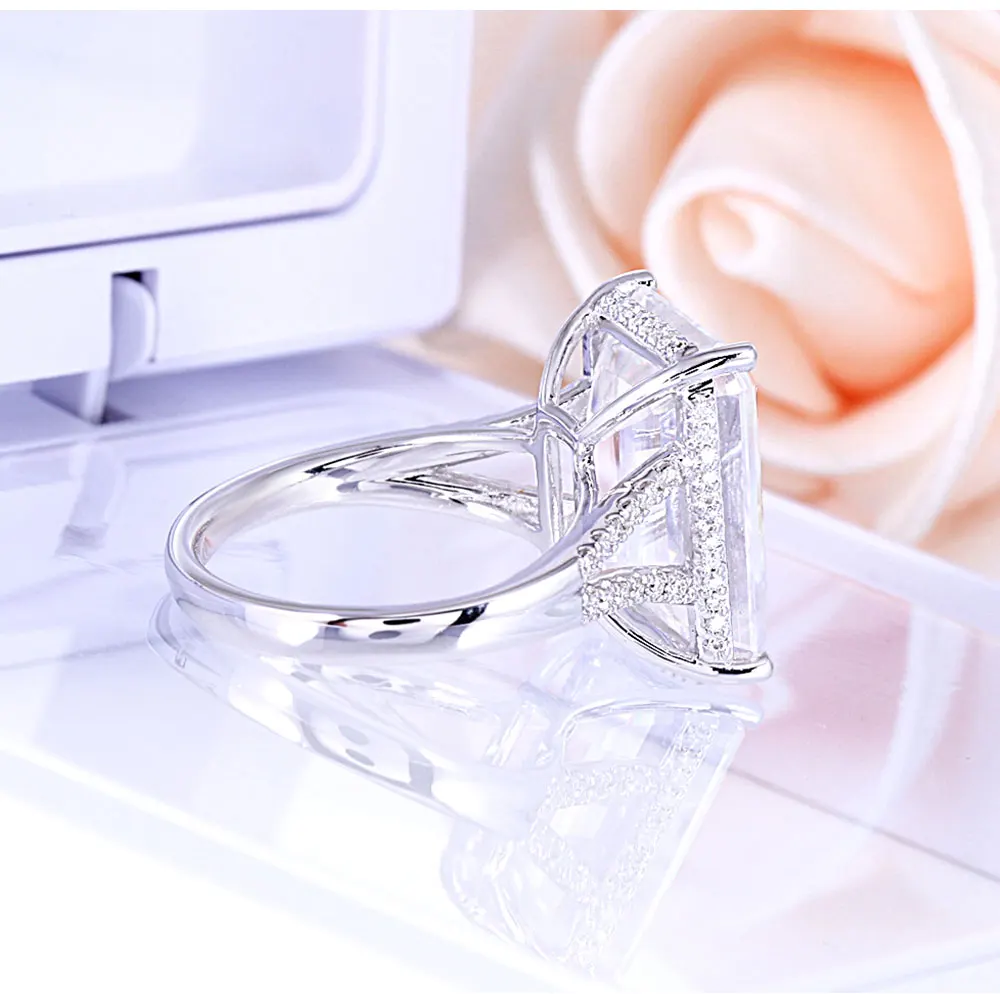 DovEggs 14 к белое золото 8ct 10*14 мм Emberld Cut F цвет Муассанит винтажное Помолвочное кольцо для женщин Повседневная одежда ювелирные изделия