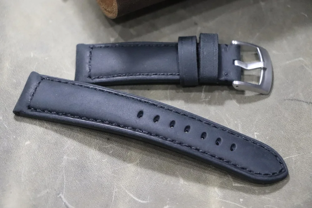 Ремешок из натуральной кожи для часов универсальный черный браслет Panerai Omega Seiko