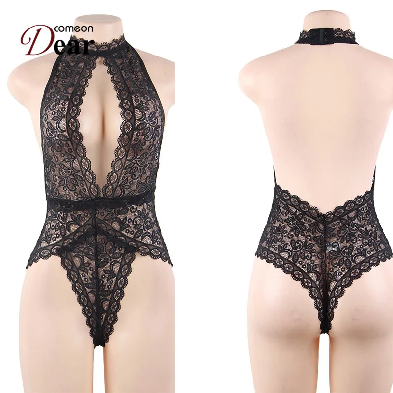 Comeondear Ropa Interior Femenina сексуальное эротическое Кружевное боди с открытой чашкой и