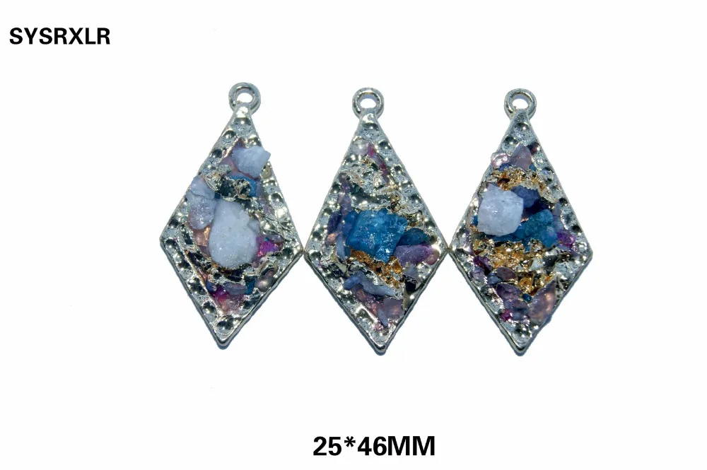 1 шт. 10 форм натуральный цвет смешивание Druse камень кулон позолоченный Geode для женщин DIY ожерелья для изготовления ювелирных изделий