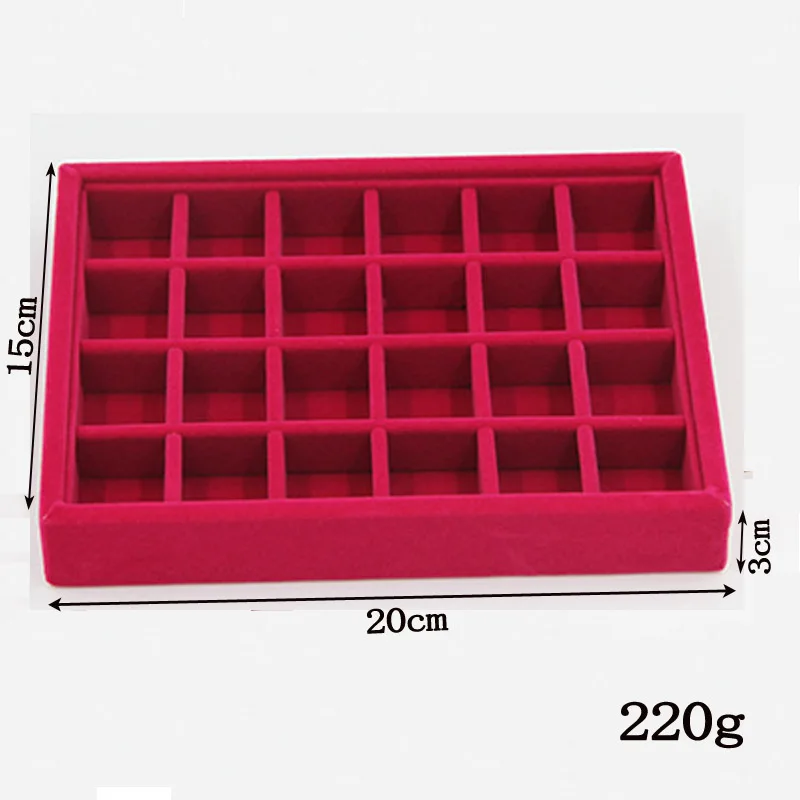 24 grids tray Ювелирные изделия серьги ожерелья подвески браслеты держатель лотков бархатная упаковка ювелирных изделий дисплей 20*15*3 см DIY хранения Лотки - Цвет: 24 grids tray