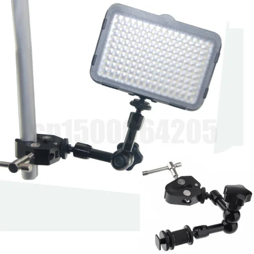 

2 in 1 7" Adjustable Articulating Magic Arm Super Clamp Mount Kit For Camera DSLR RIG Z96 LED Light friction