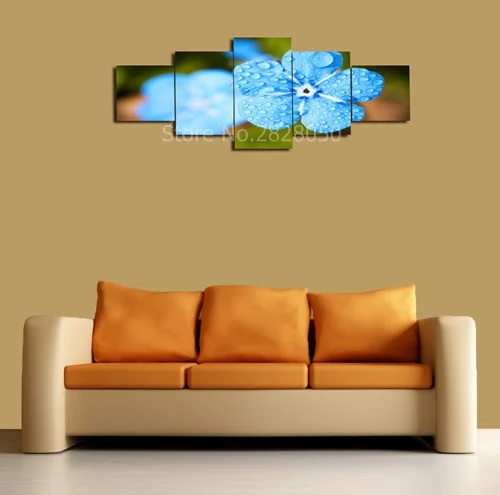 Картина на холсте с розовыми синими и полевыми цветами 5 панелей|wall pictures|spray
