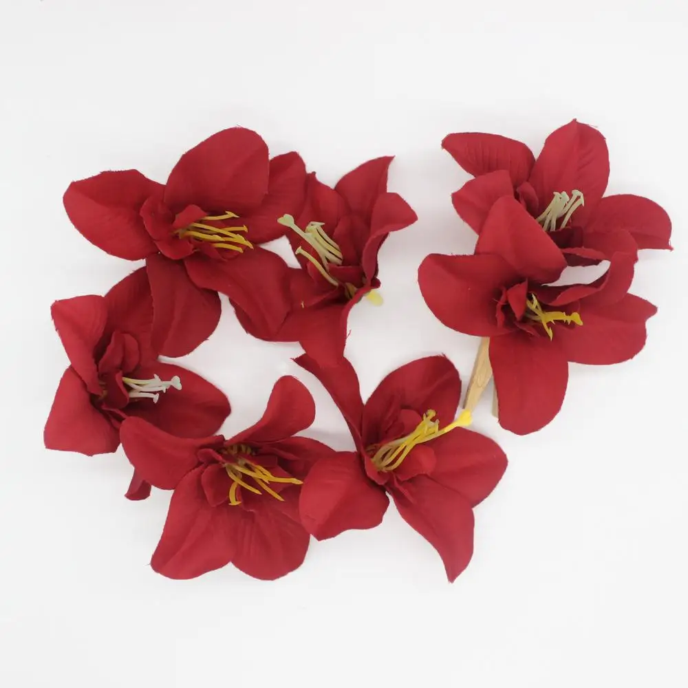 red1 Сделай Сам, 50 шт., 8 см, цветочные головки, искусственный шелк, Cattleya, цветок лилии, вечерние, свадебные сувениры, домашний декор - Цвет: red1