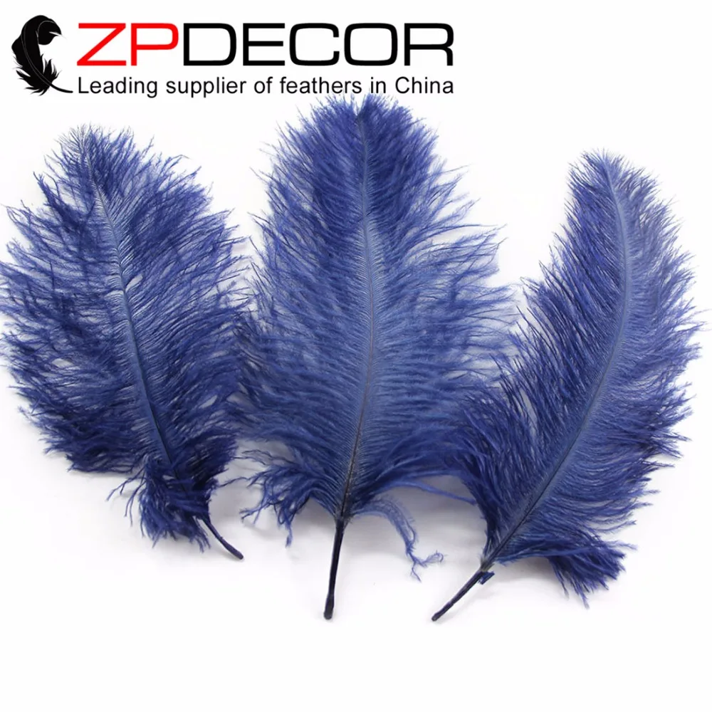 

ZPDECOR 100 шт./лот 25-30 см (10-12 дюймов) ручной выбор красивые и пушистые темно-синие окрашенные Страусиные Шлейфы декоративные перья