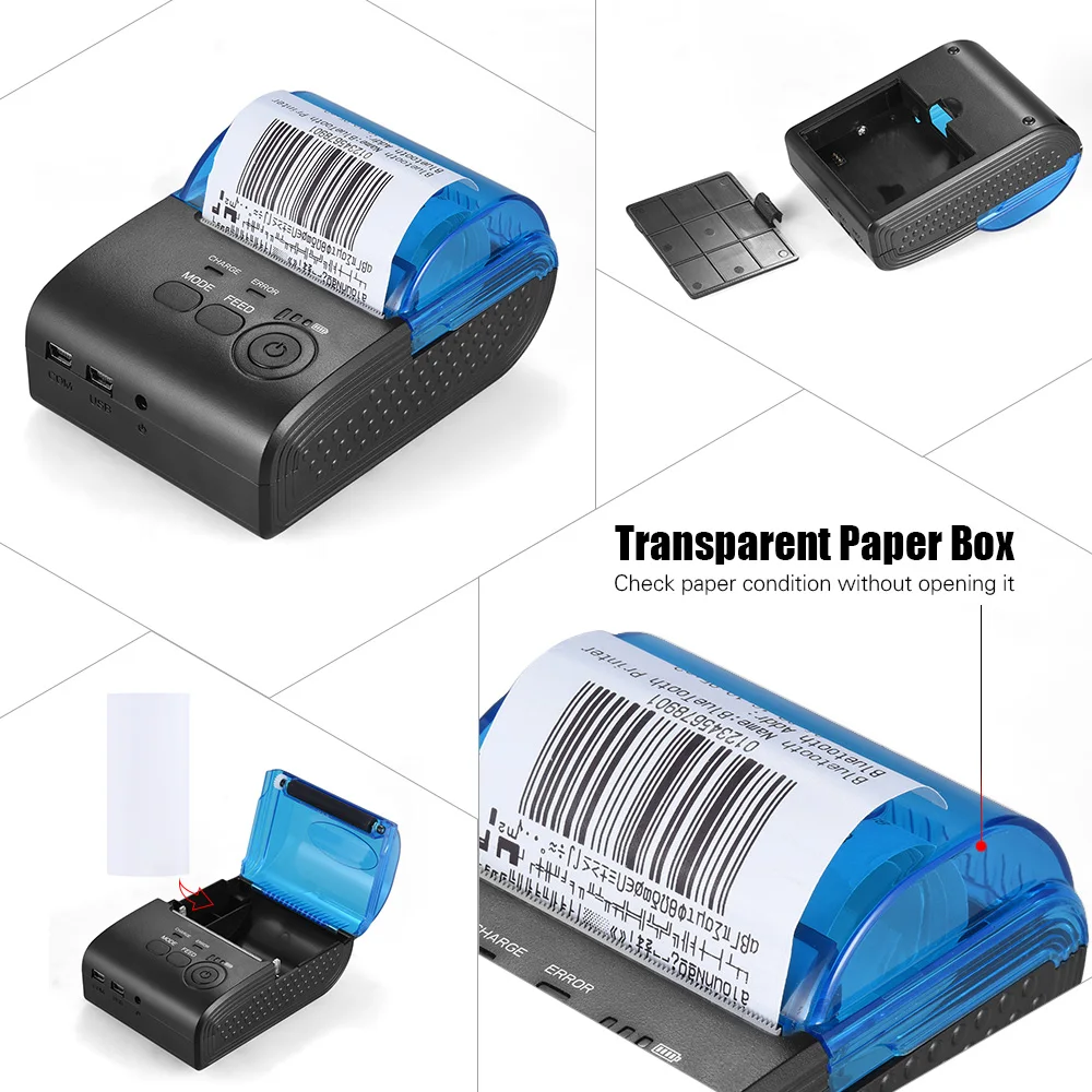 POS 5805DD портативный мини 58 мм Беспроводной USB термопринтер для чеков билетов