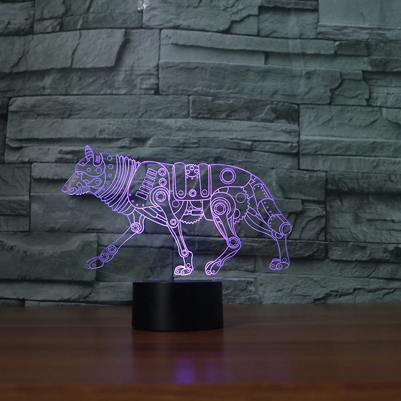 3D светодиодный Красочные градиент атмосферу животного волк Звездная ночь собака
