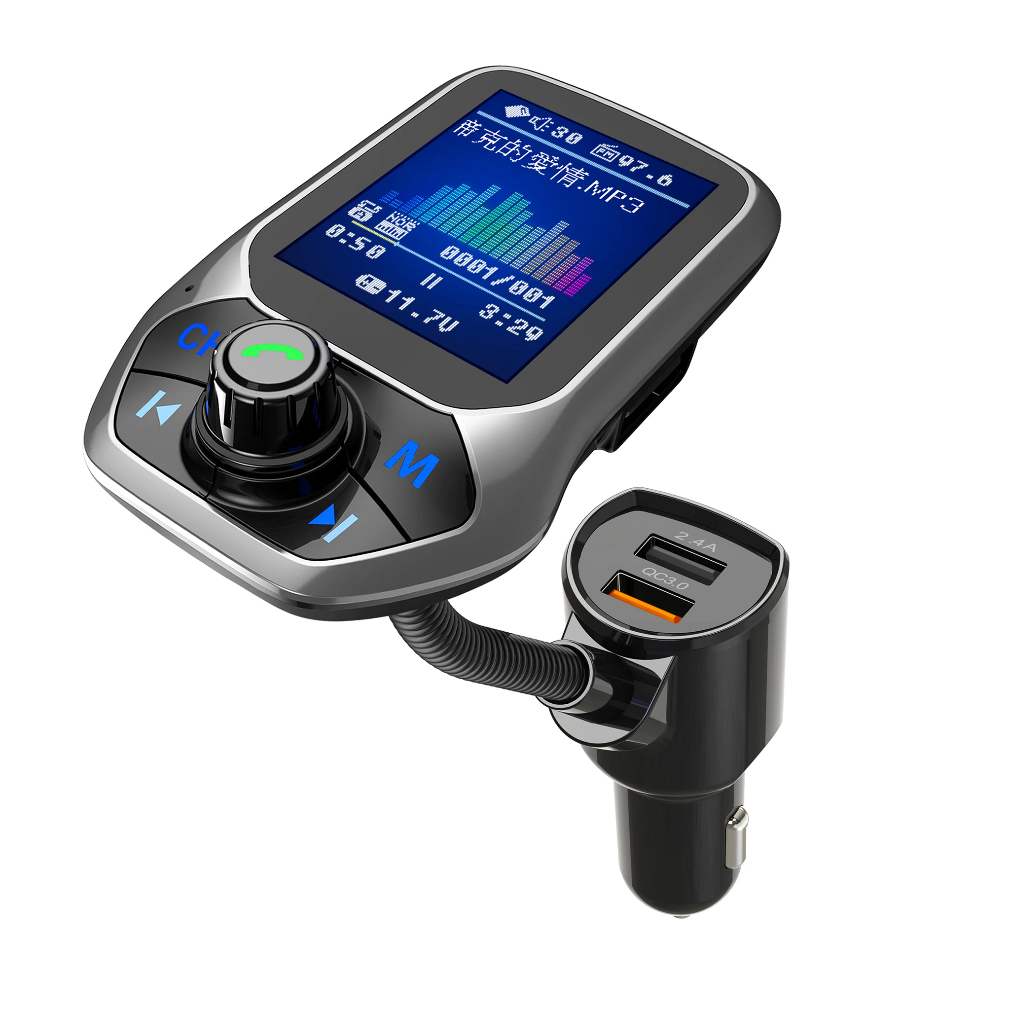Bluetooth автомобильный комплект громкой связи T43 1 8 &quotцветной экран USB 3 0 Быстрая