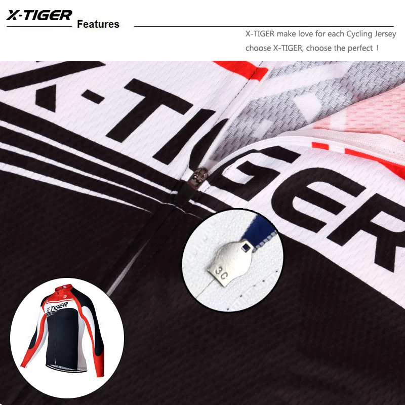 X-Tiger Pro с длинным рукавом Зимний термальный флис Велоспорт Джерси MTB велосипедный костюм, трико Ropa Ciclismo Invierno велосипедная одежда