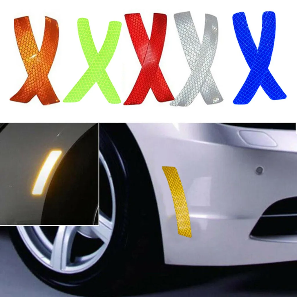 Автомобильные наклейки 2x автомобильный бампер Светоотражающая Предупреждение полоса Декаль наклейки авто аксессуар 14,5x2,5 см аксессуары для украшения автомобиля
