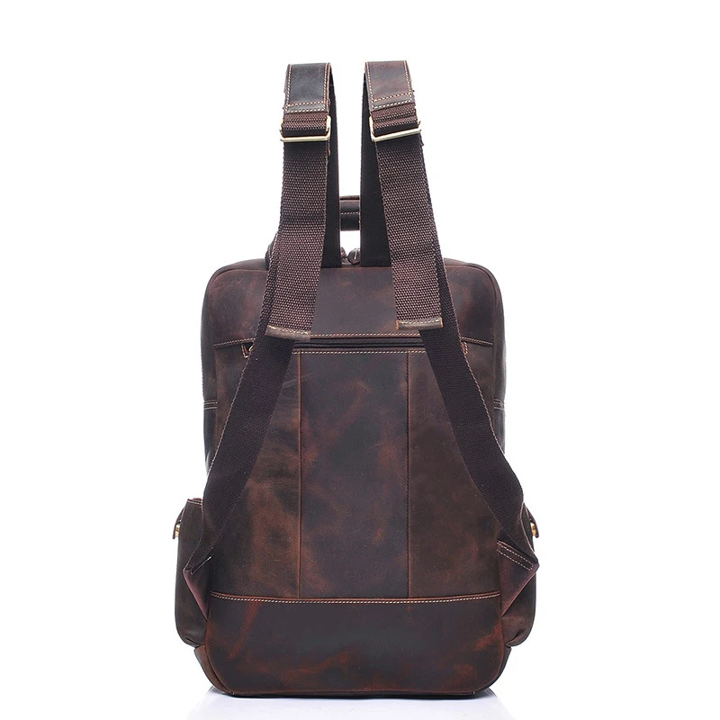 Роскошные мужские большие рюкзаки, Дизайнерский Модный Коричневый рюкзак для ноутбука, рюкзак для путешествий из натуральной кожи, мужской ранец высокого качества
