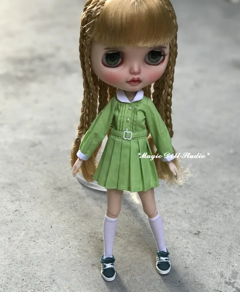 [MG670] Новинка; ; платье для куклы;# плиссированное платье с длинными рукавами; подходит для blyth ob24 licca azone; розничная