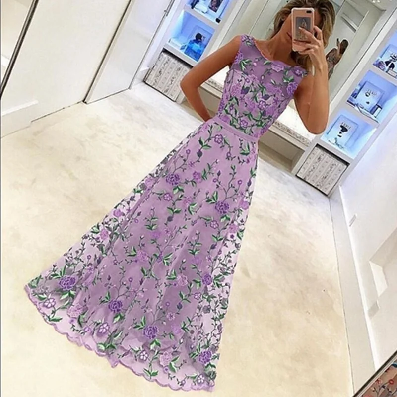 2017 Популярные очаровательные Великолепная рукавов цветочной вышивкой вечернее