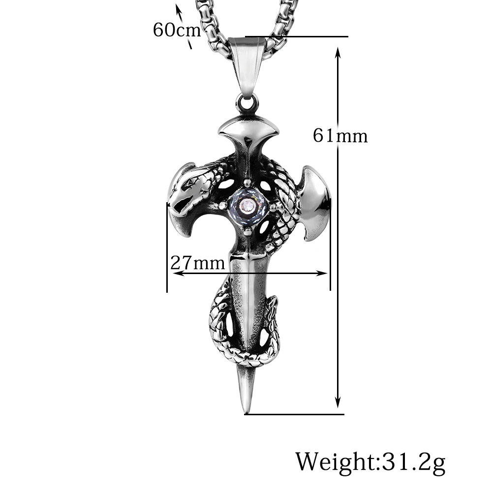 Creative Stainless Steel Pendant Necklace Die Casting Snake Sword Twine Pendants | Украшения и аксессуары