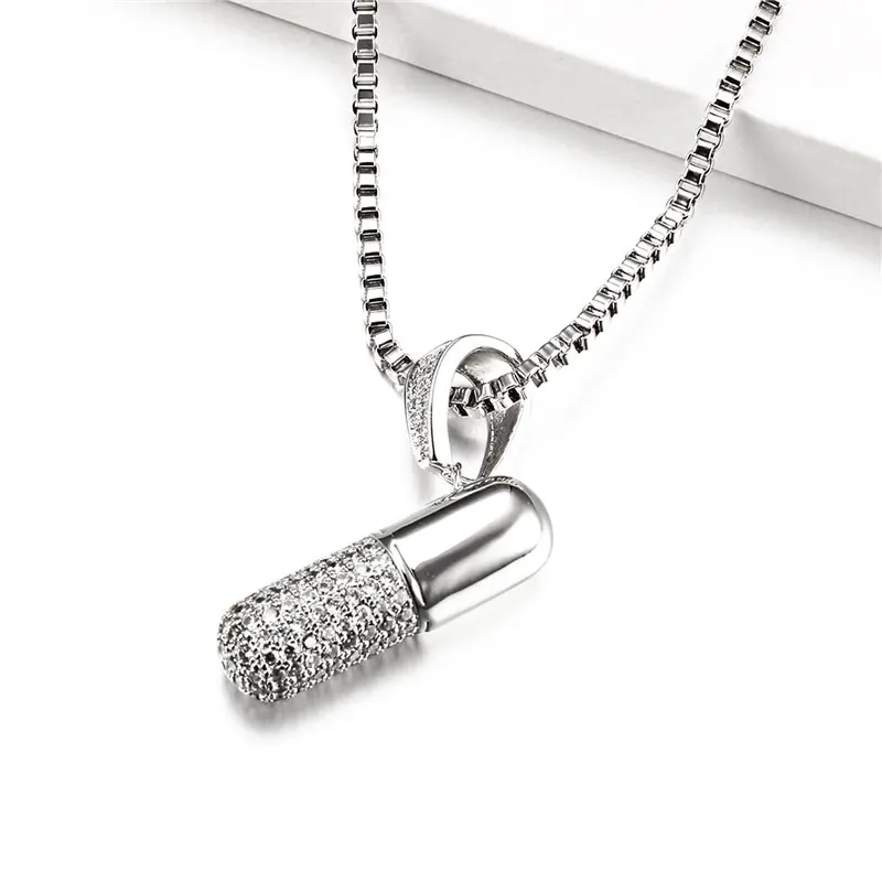 silver color VANAXIN, модная Хрустальная капсула, Кулон, Ожерелье для мужчин/женщин, серебро/золото, ювелирное изделие, хип-хоп ожерелье, цепочка, ожерелье - Окраска металла: silver color