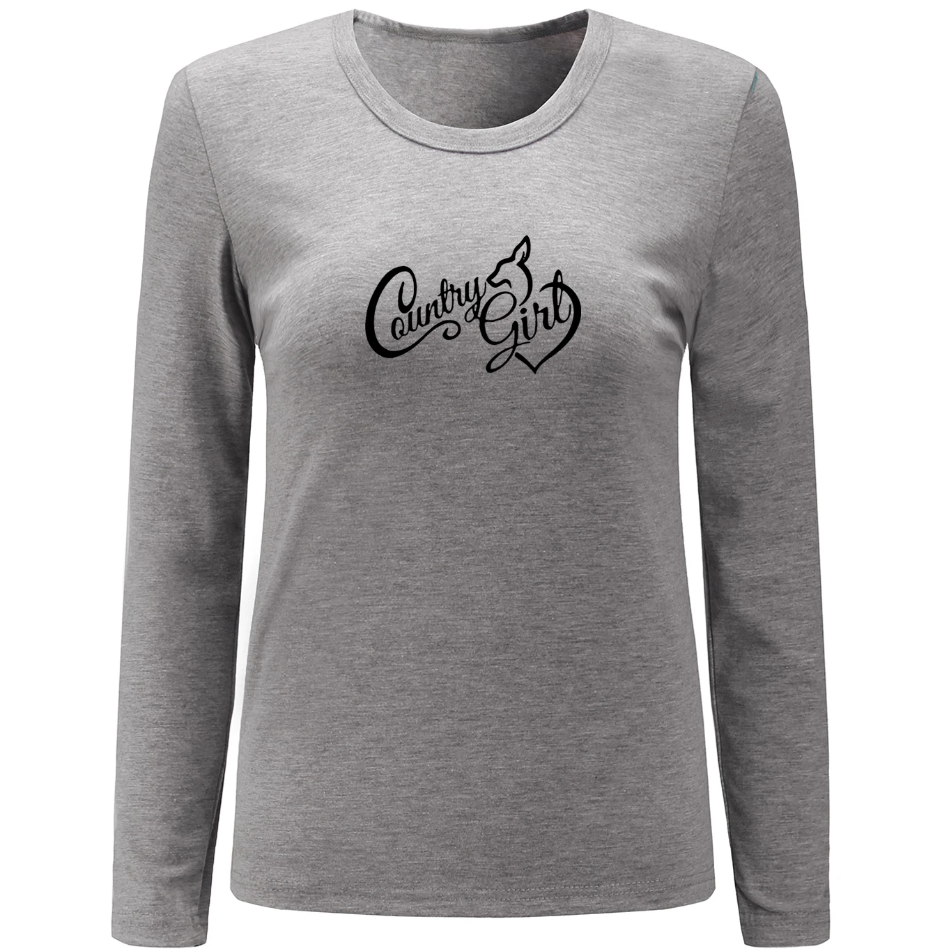 iDzn Women's Country Girl with a Buck head Graphic Long Sleeve T Shirt Spring Autumn Tops Basic Tee Casual T-Shirt for Lady | Женская