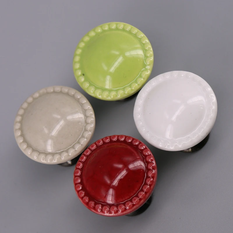 12pcs round button ceramic furniture kitchen hardware drawer porcelain cabinet knobs and pulls cupboard handles hardware free global shipping