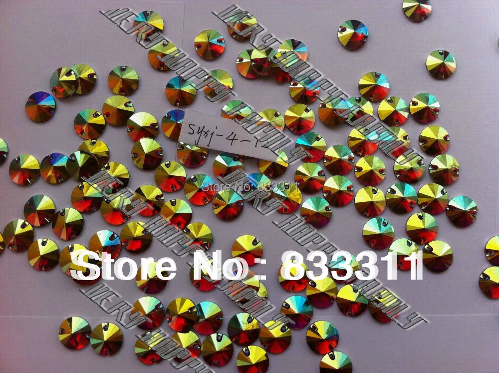 Round12mm смолы 200 шт. пришить свободные золотистой окантовкой низа желтый цвет АВ