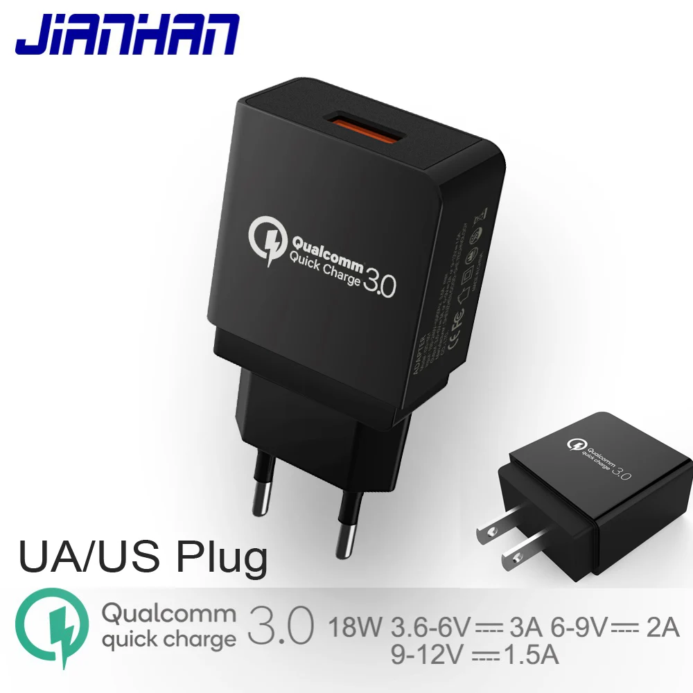 Адаптер зарядного устройства QC 3 0 для США 18 Вт USB type C кабель micro быстрое зарядное