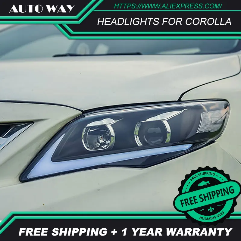 Автомобильный Стайлинг для Toyota Corolla фары 2011-2013 Corolla светодиодный фары DRL Биксеноновые линзы Высокий Низкий луч парковка противотуманные фары