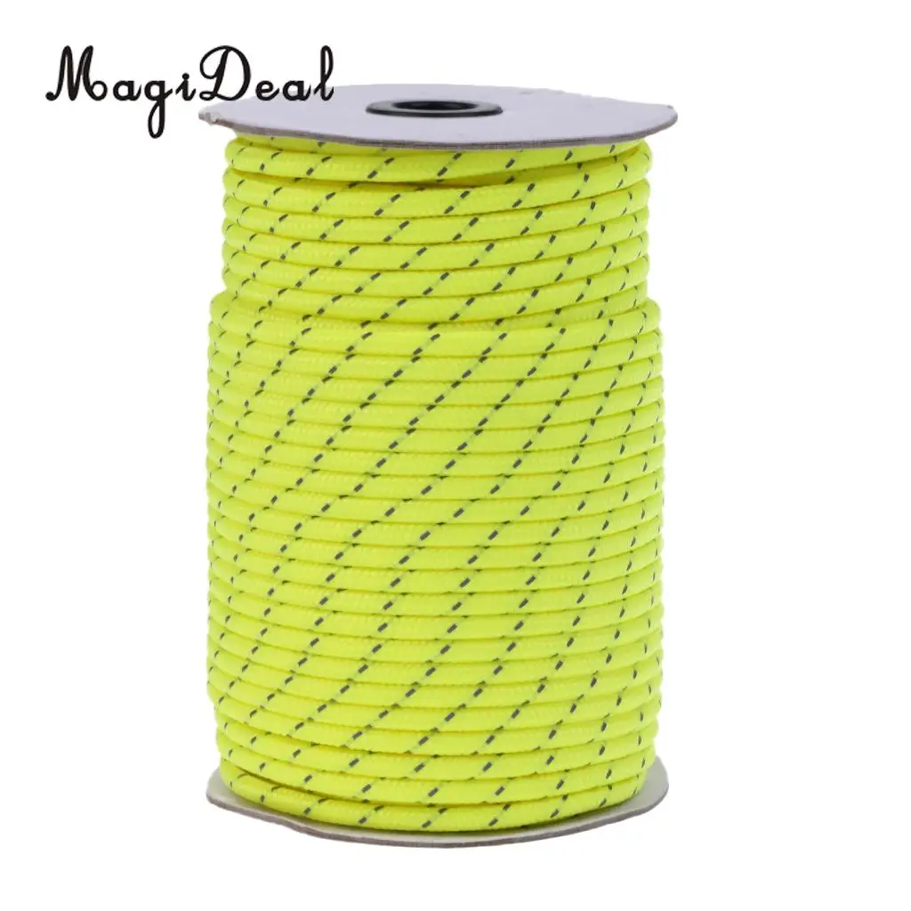 Green MagiDeal, для улицы, 5 мм, 50 м, светоотражающий, Guyline, для кемпинга, веревка, шнур, Паракорд для альпинизма, рыбалки, рафтинга, аксессуары - Цвет: Green