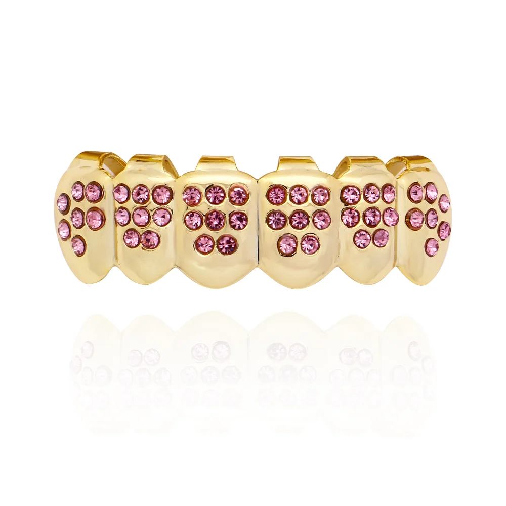 Хип-хоп Iced Out Grillz верхние и нижние зубы Grillz красочные панк золотые зубные колпачки Rapper зубные грили