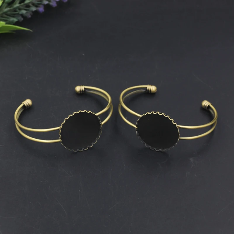 High Quality 15mm 6 Color Copper Material Bangle Base Bracelet Blank Findings Tray Bezel Setting Cabochon Cameo(08107