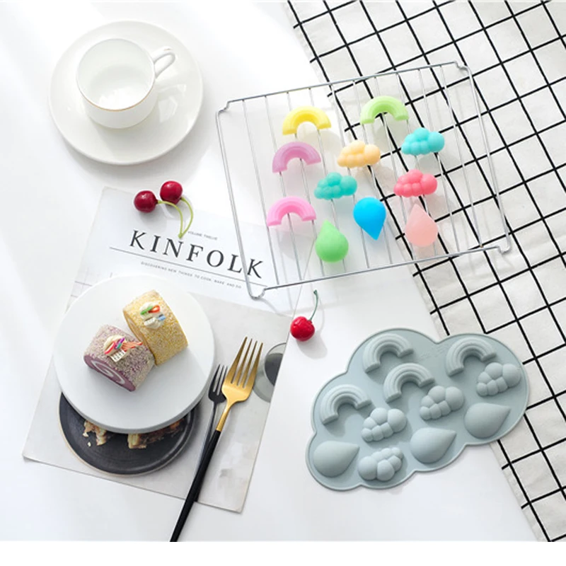 E-doo Rainbow Cloud Silicone Ice Cube Tray Candy Chocolate Mold for Freezer Baking Sugar Craft Cake Decoration | Дом и сад