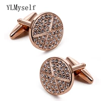trendy stable quality cufflinks round crystal cufflink for men copper abotoadura top quality mans cuff links for wedding