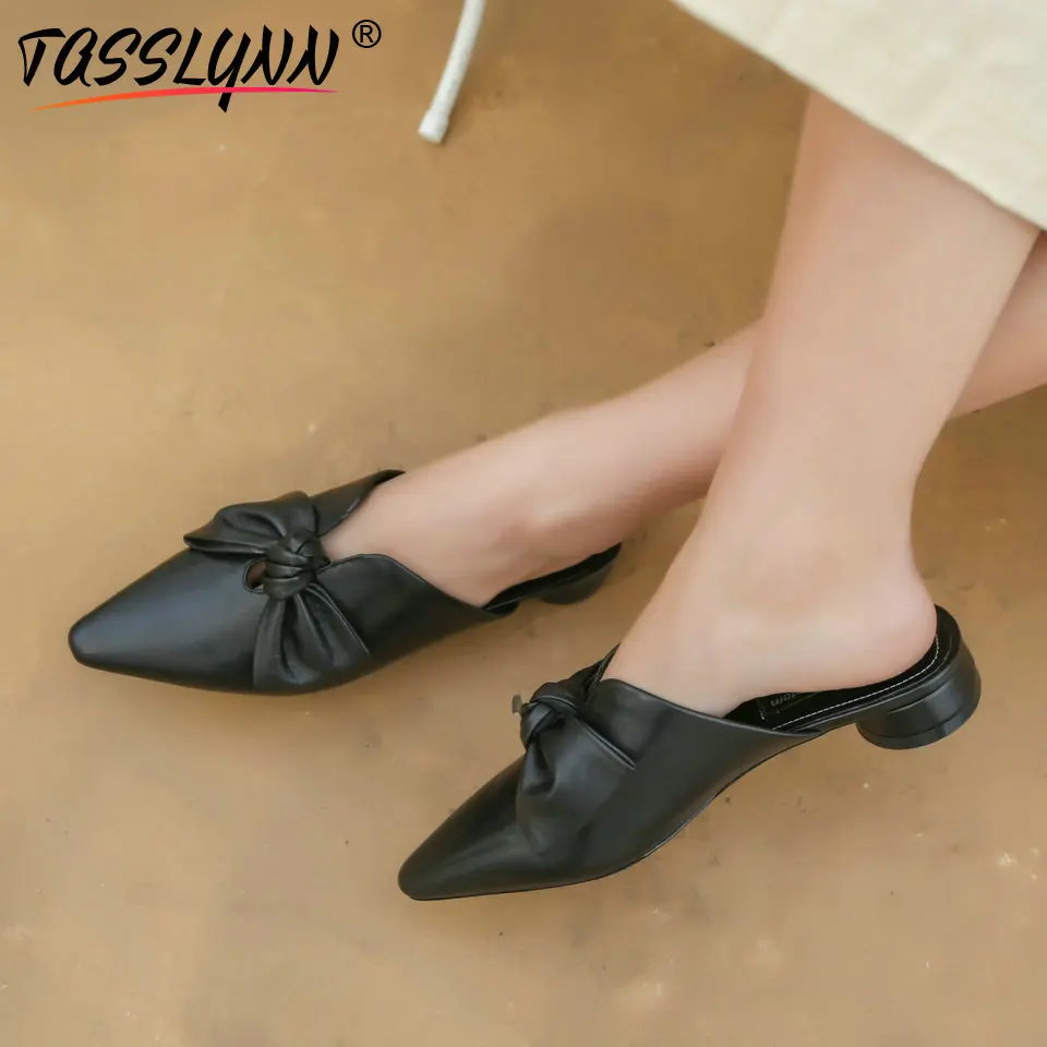 Taslynn/женские босоножки с бантиком острым носком из искусственной кожи на низком