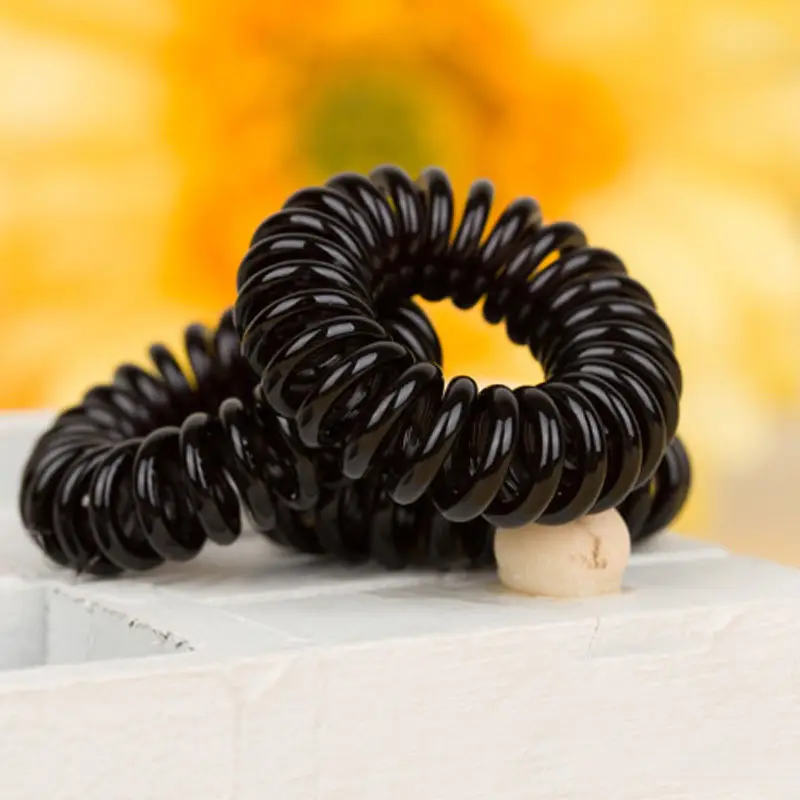 10 шт. черные эластичные резинки для девушек телефона волос пластиковые