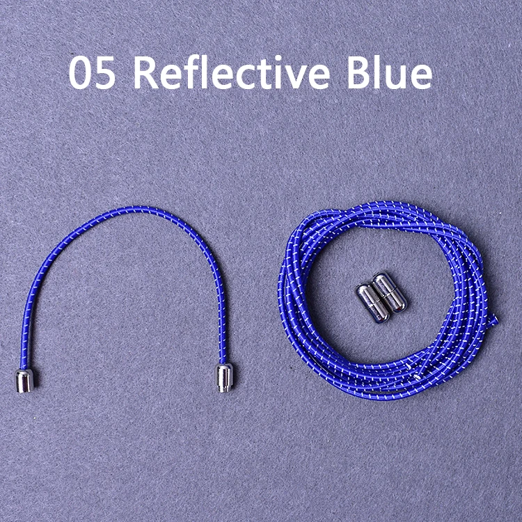 High Quality Lazy Shoelaces Locking Buckle Reflective Metal Capsule No Tie Elastic Shoe Laces Kids Adult Round Shoe Laces 100cm