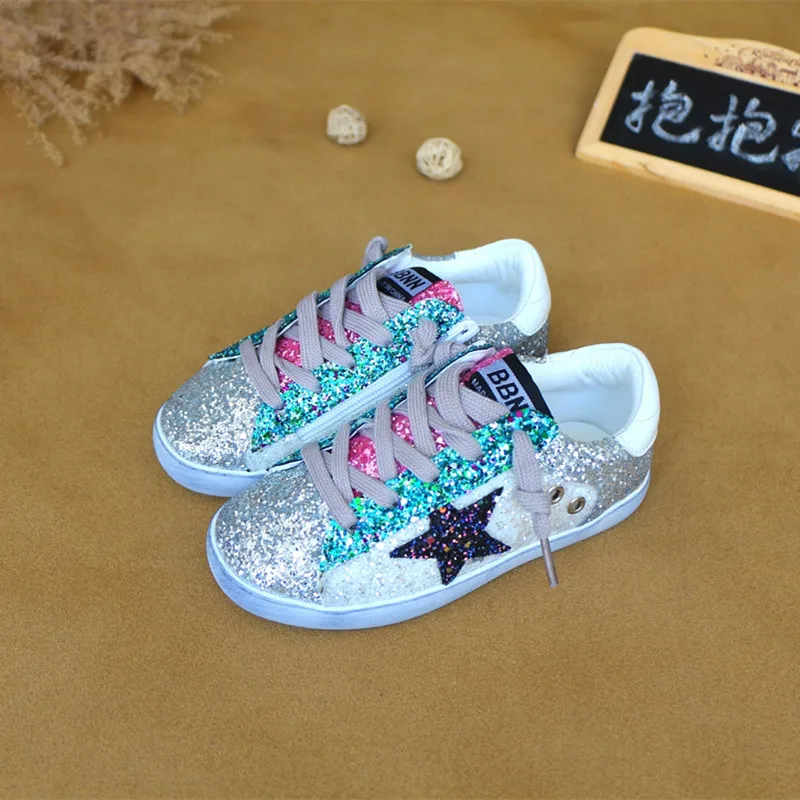 KIDS 2018 Toddler Baby Glittler Shoe Girl Star White Sneaker Boy Sport Kid Child Causal Trainer Sequin Flat 3 color | Детская одежда и