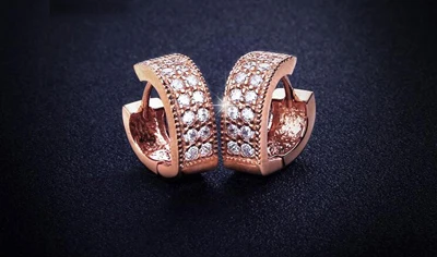 Модные серьги обруча сердца из чистого серебра 925 пробы для девушек, женские серьги из розового золота с петлей, ювелирные изделия ED022 - Окраска металла: rose gold color