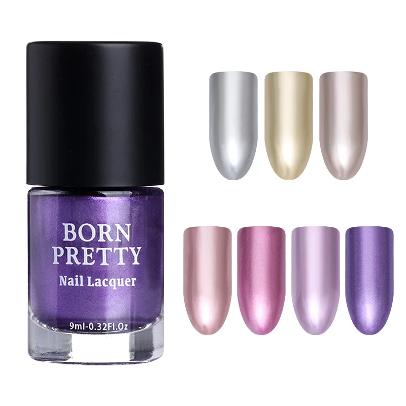 BORN PRETTY 9 мл зеркальный эффект лак для ногтей металлик Фиолетовый Розовый Золотой Серебряный Хром маникюр лак для ногтей