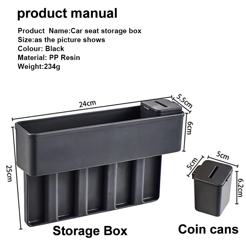 New Storage Box Car Organizer Seat Gap PP Resin Case Pocket Side Slit for Wallet Phone Coins Cigarette Keys Cards | Дом и сад