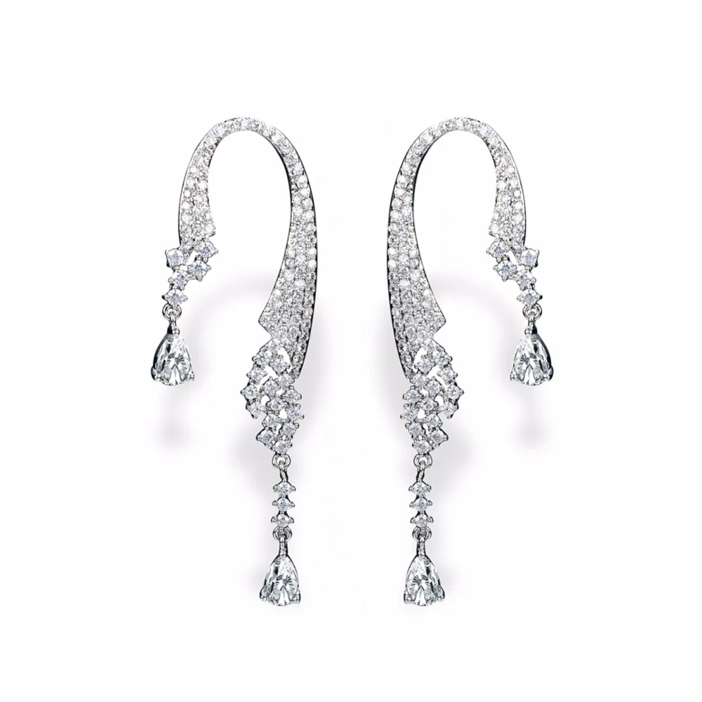 Новое поступление 2017 года Роскошные Мода Дизайн циркон инкрустированные серьги