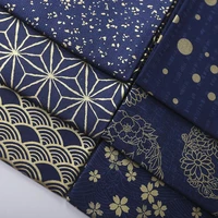 leolin bronzed dark blue wave cherry blossoms flowers printing japanese kimonos retro patchwork cotton fabric sewing tissu 50cm