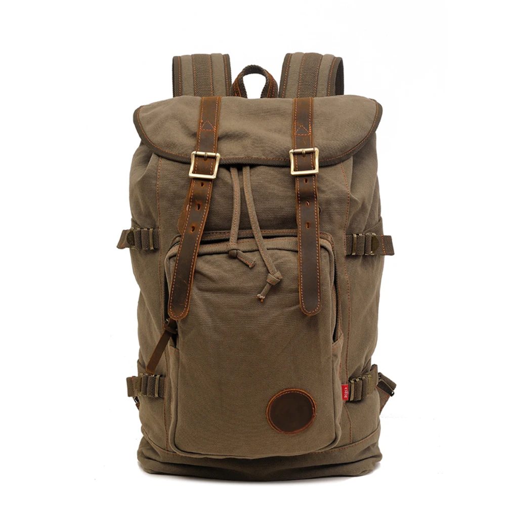 Men's Backpack Vintage Canvas morrales Military Style School Man Rucksack Mountaineering Rugzakken Male Travel Bag | Багаж и сумки