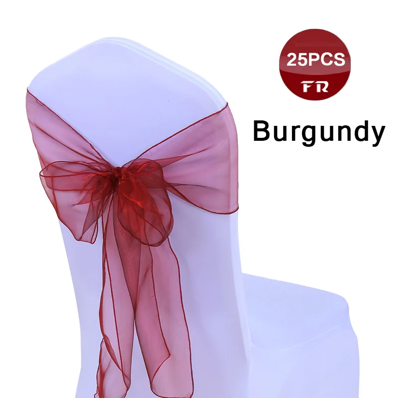 25 шт. свадебные пояса из органзы для стульев с бантом прозрачной банкета