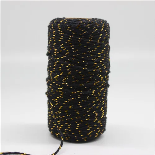Black gold 2 мм* 100 м/лот двойной цвет хлопковый шпагат Бейкера веревка для DIY ручной работы веревка аксессуары витые шнуры для украшения упаковки - Цвет: Black gold