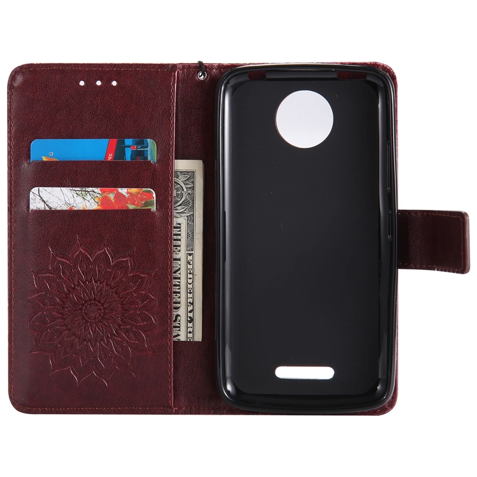 Back Cover for Motorola moto C Plus Coque luxury Leather Emboss flower Flip Wallet phone shell Moto XT1723 XT1724 5.0&quot case | Мобильные