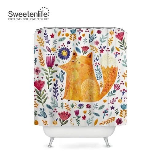 SL0342 Sweetenlife 150x180 см Милая Лисичка занавеска для душа для ванной комнаты Полиэфирная Ткань Водонепроницаемая занавеска Европейский стиль занавеска для ванной - Цвет: SL0342
