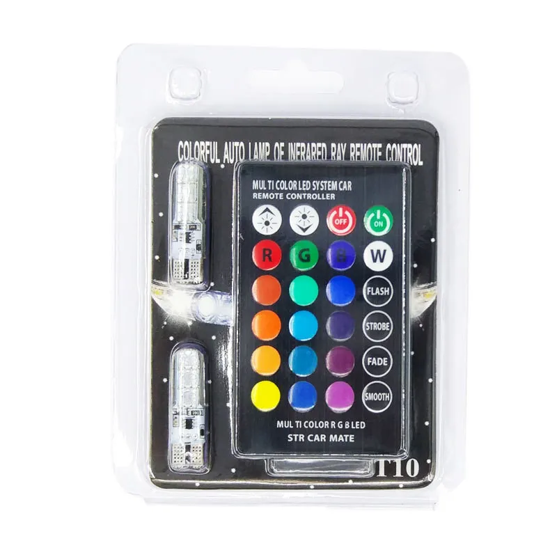 T10 светодиодный RGB W5W CANBUS зазор сигнала светильник для Lada VW Passat Golf MK5 MK6 CC Ford Focus 2 3 4