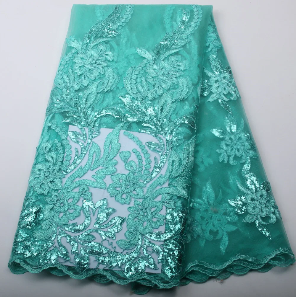 Бирюзовое французское клетчатое кружево ткань высокого качества зеленый