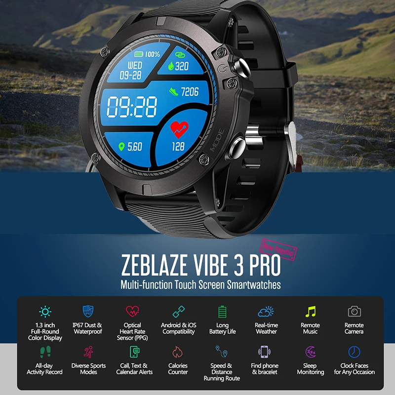 Zeblaze VIBE 3 Pro Смарт часы для мужчин в режиме реального времени погода оптический