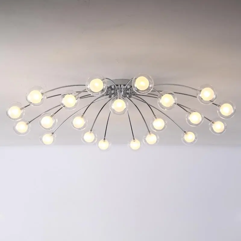 21 lights D98 H20cm Современный стеклянный дизайн, светодиодные люстры для гостиной, кухни, Bedoom, светильник, Декор, Домашний Светильник, Хромированная Металлическая лампа G4 Lustre - Цвет абажура: 21 lights D98 H20cm