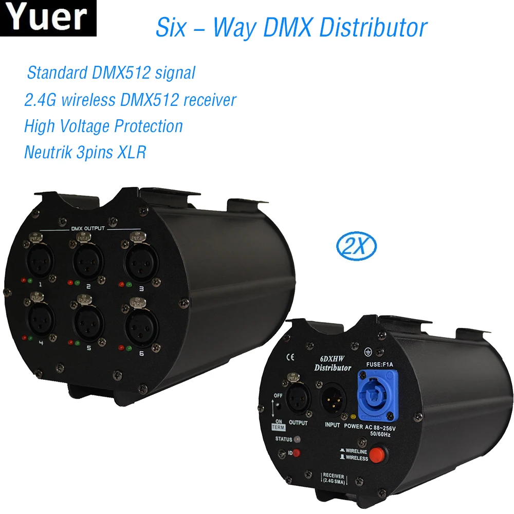 

2 шт./лот, новейший шестисторонний дистрибьютор DMX512/90, разветвитель усилителя, репитер 6DX 110 в 230 В XLR Pin3 с одним входом CE UL
