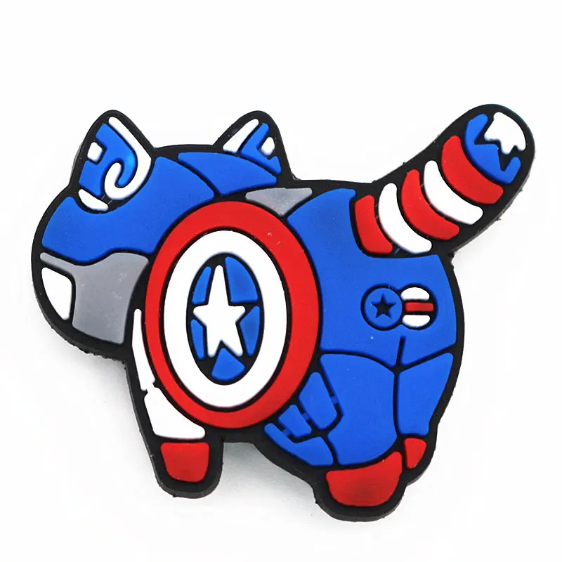 Captain America 1 шт Мстители-назад Кошки Стиль ПВХ КРОК обуви амулеты аксессуары пародия супергероя украшения обуви для jibz Детские вечерние X-mas подарок - Цвет: Captain America