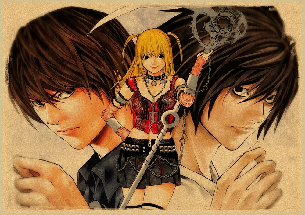 Death Note A стиль японский мультфильм комикс плакат крафт настенная бумажная наклейка Бар Кафе декоративный Paintin - Color: Blue